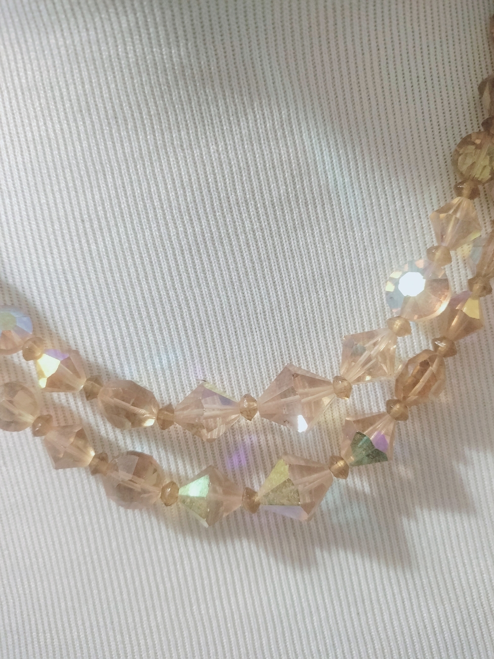 Aurora Borealis VTG Double Strand Crystal Bead 18"Necklace
